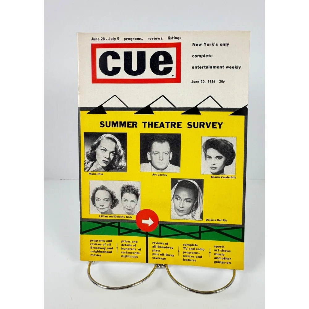 Vintage 1956 Cue Magazine Summer Theatre Survey Carney Vanderbilt NYC June 30